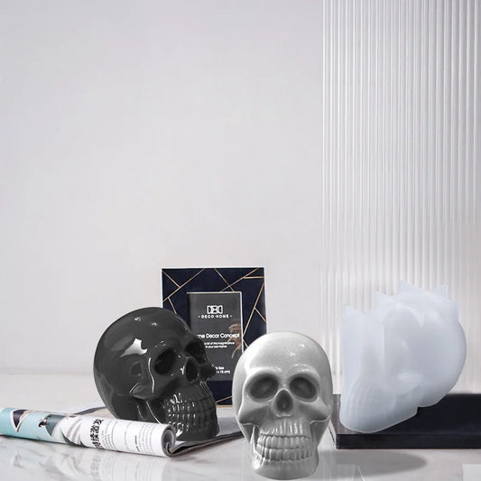 Large Skull Candle Silicone Mold – 3D Halloween Craft & Home Decor Mould