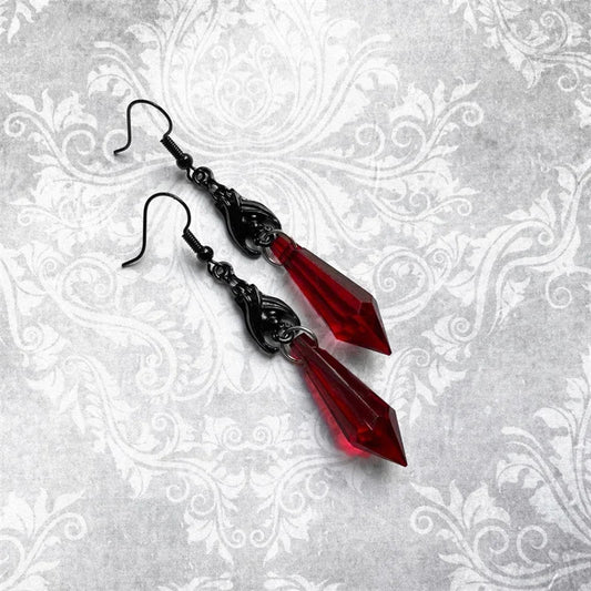 Vintage Gothic Vampire Witch Black Rose Earrings – Personalized Halloween Jewelry for Women