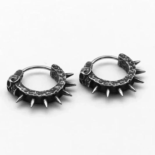 Gothic Black Skull Awl Earrings – Statement Hip Hop Rock Jewelry for Men & Women